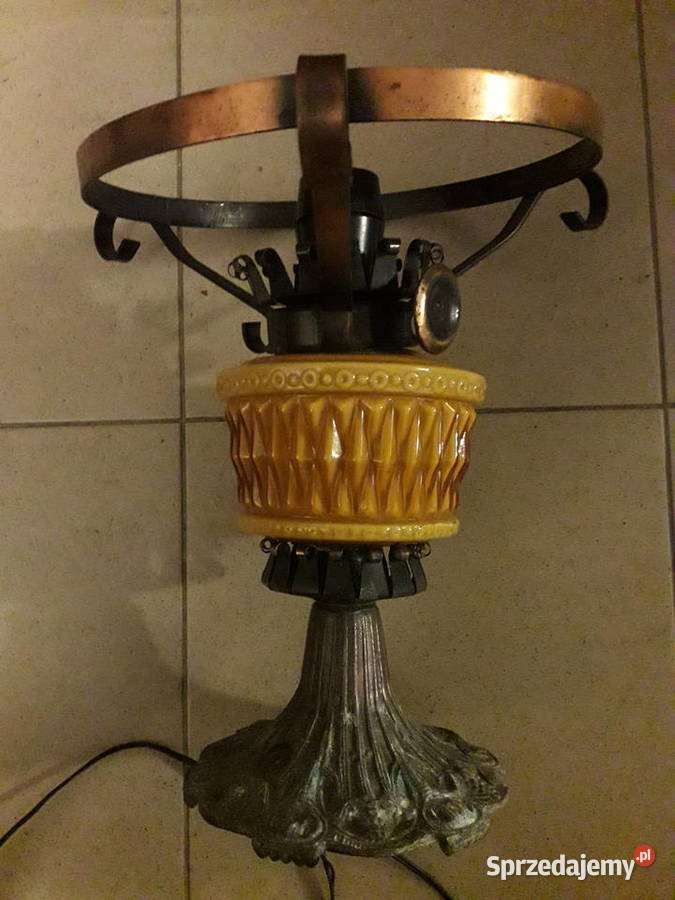 Stylowa lampa naftowa elektryczna metal szkło Warszawa