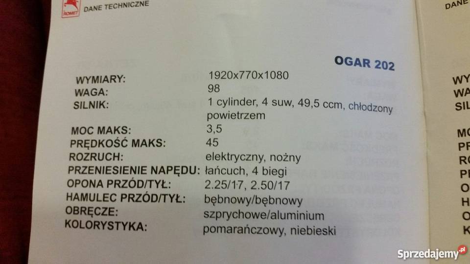 Motorower ROMET OGAR 202 Romet Świdnica