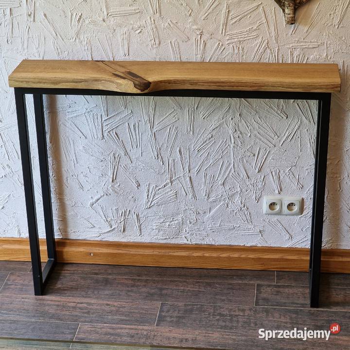 Konsola loft BLAT DĘBOWY z naturalną krawędzią