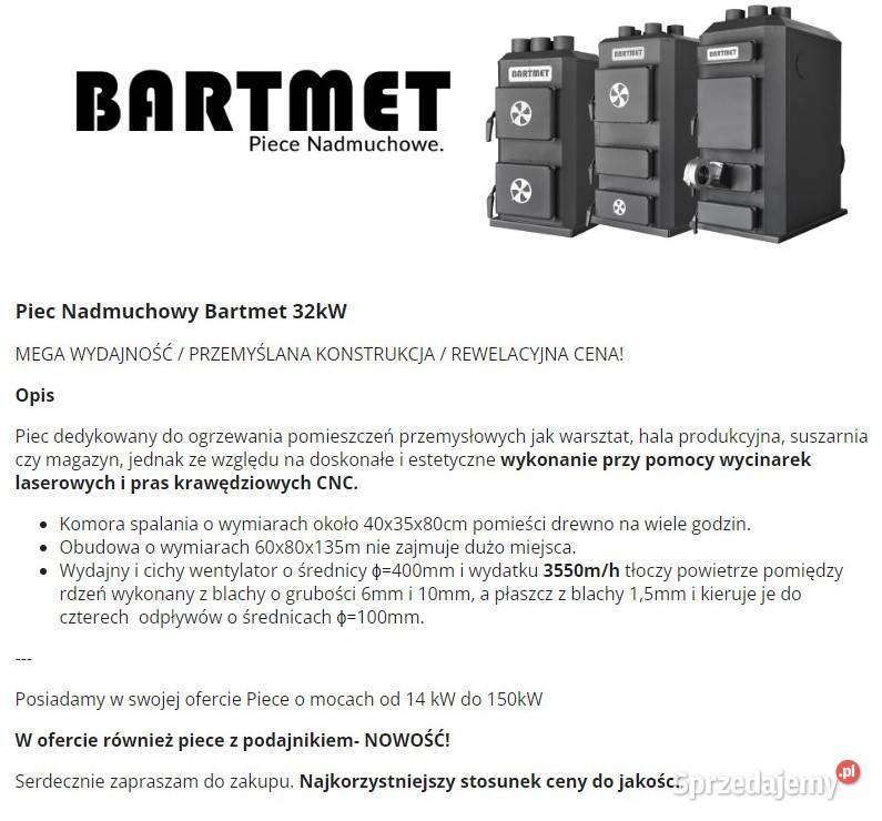 piec nadmuchowy bartmet 32kW
