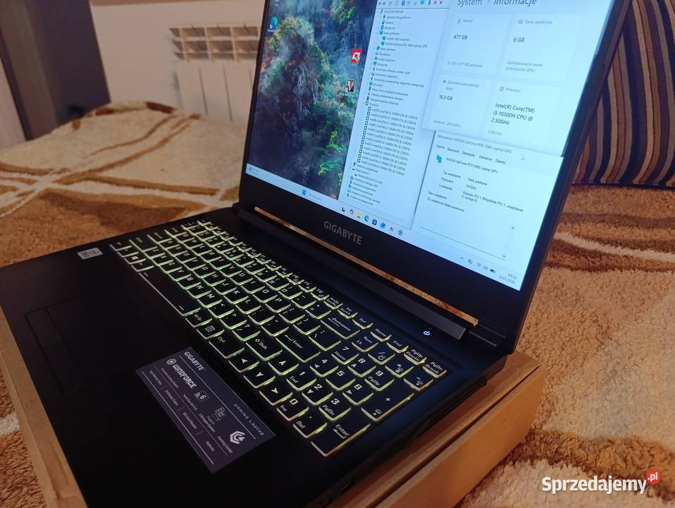 Gigabyte 144Hz i5 10500H RTX 3060 16 RAM 512SSD Kraków sprzedam