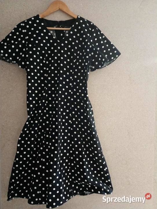 Sukienka damska czarna w białe kropki czarny Biłgoraj