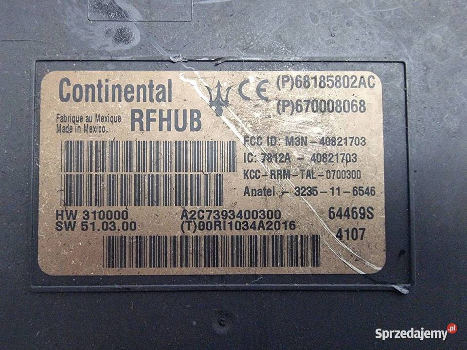 MODUŁ MASERATI GHIBLI 68185802AC osobowe kujawsko-pomorskie