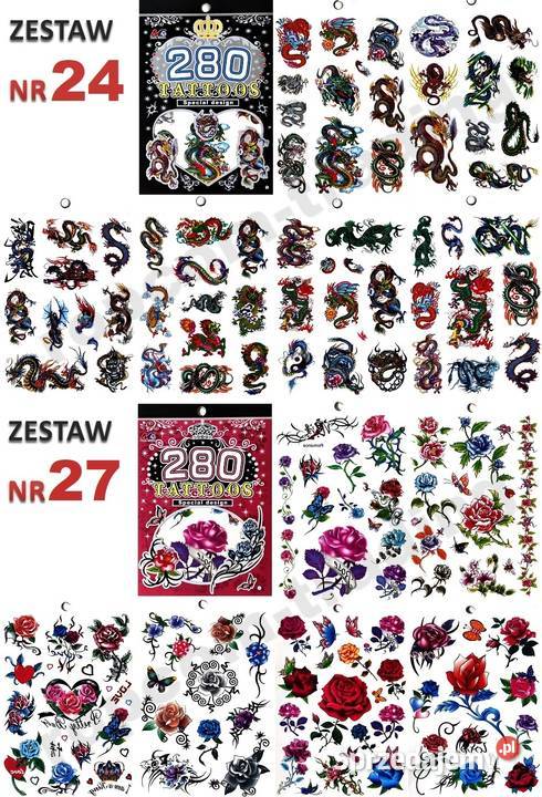 Zestaw Tatuaży Tatuaże Tymczasowe Zmywalne Pozostałe Mogilany