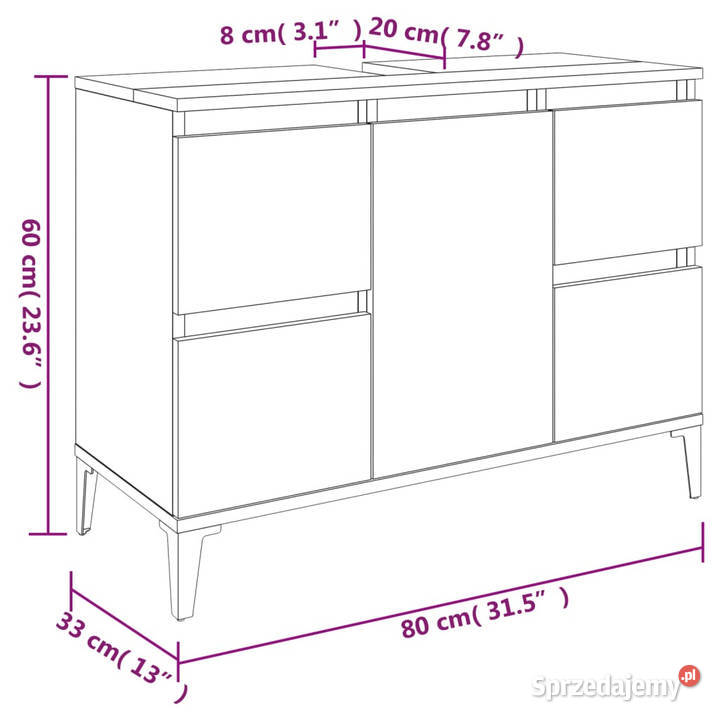 Szafka pod umywalkę szary dąb sonoma 80x33x60 Warszawa sprzedam