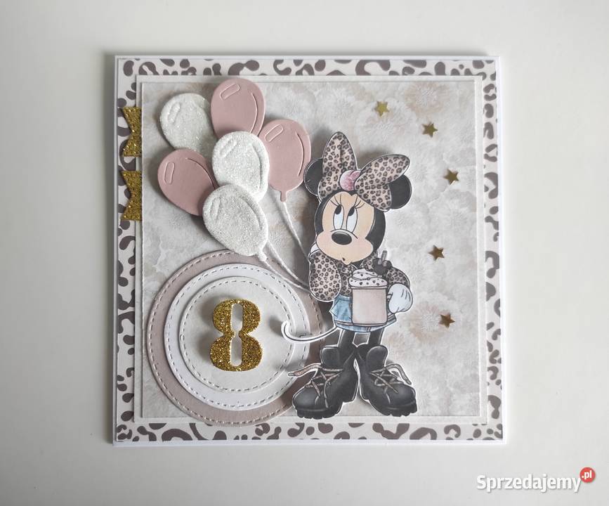 Kartka ręcznie robiona na urodziny z myszką Łódź