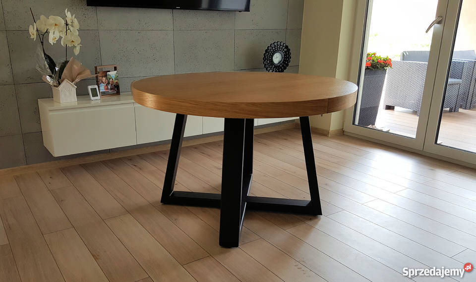 Nowoczesny stół dębowy okrągły rozkładany podkarpackie Krosno