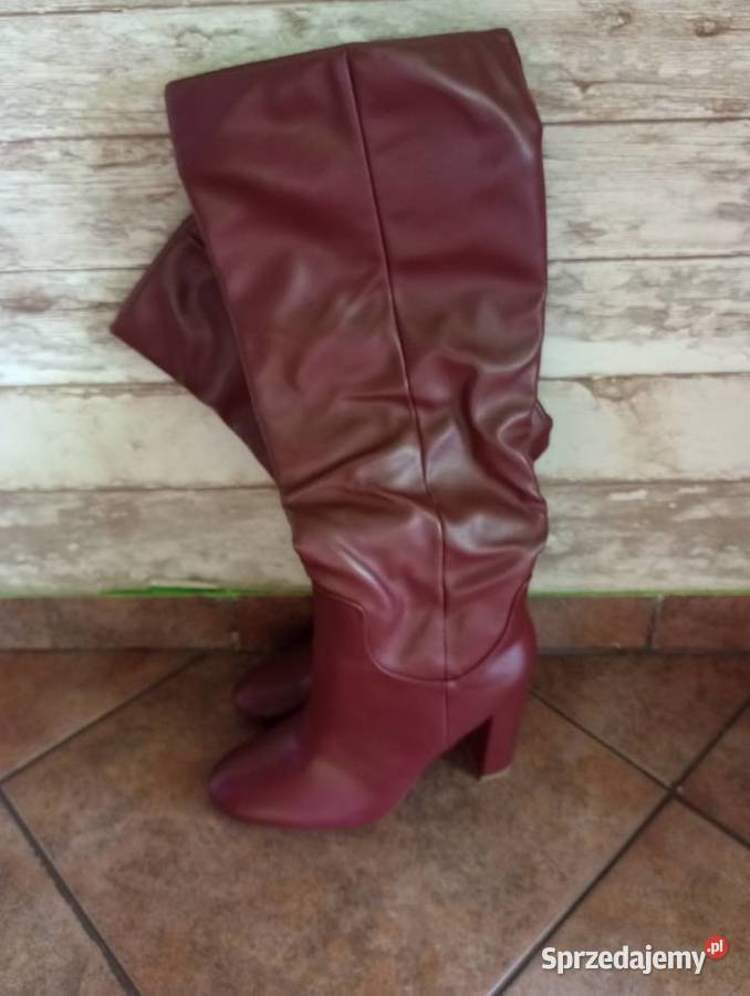 Kozaki damskie bordowe słupek Jenny Fairy Kozaki zachodniopomorskie Szczecin