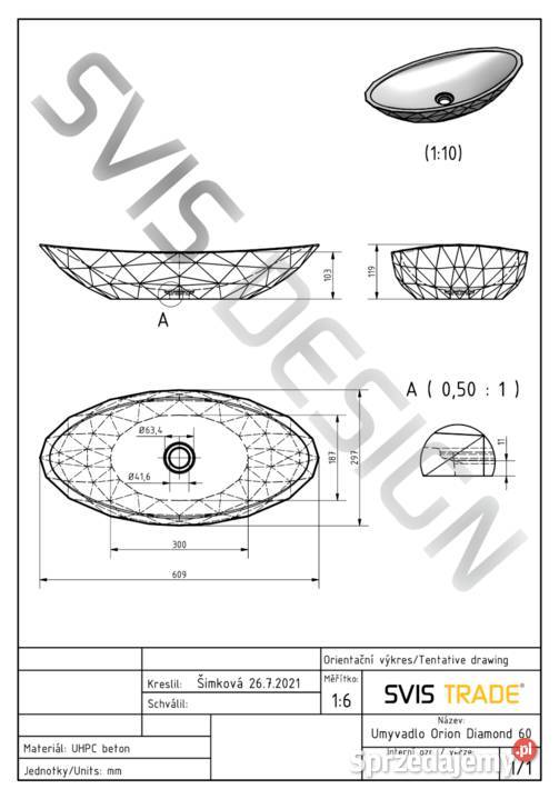 Umywalka 60 DIAMOND BASIC naturalny matowy Warszawa sprzedam