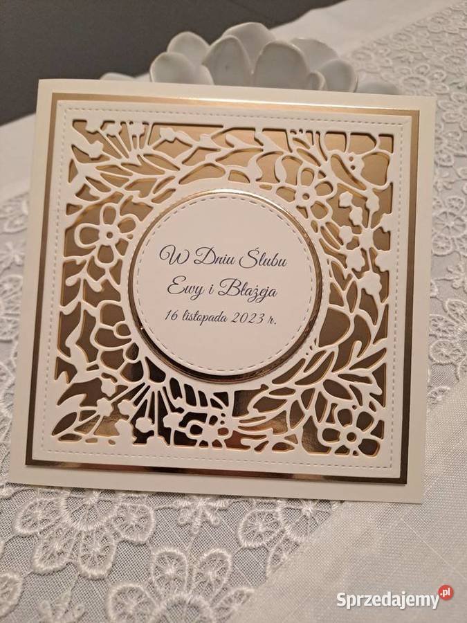 Kartka w kopercie z okazji ślubu Strzebiń