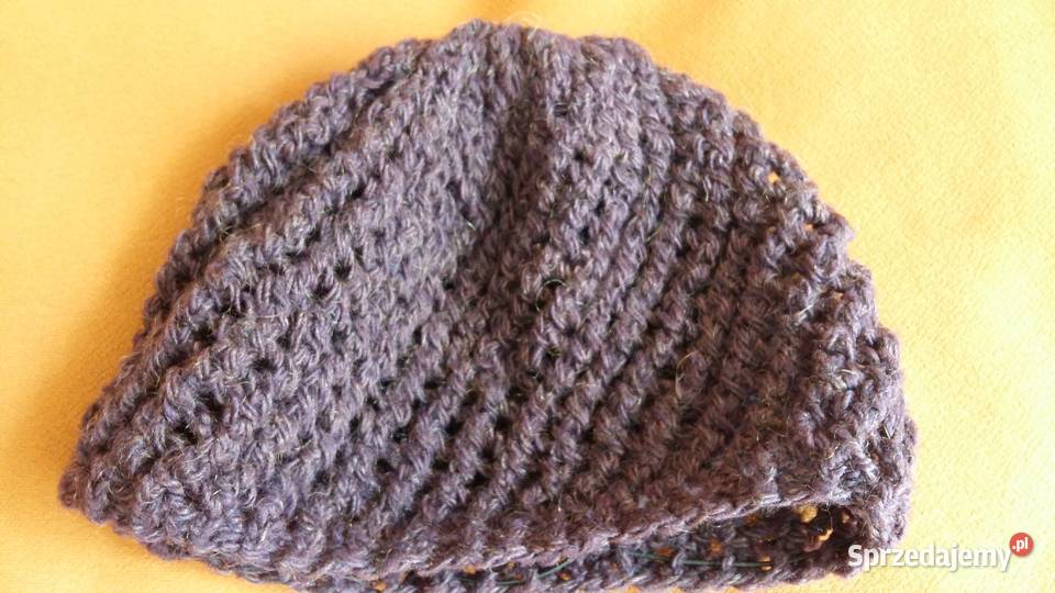 Czapka wełniana kolorowa zielona ażurowa