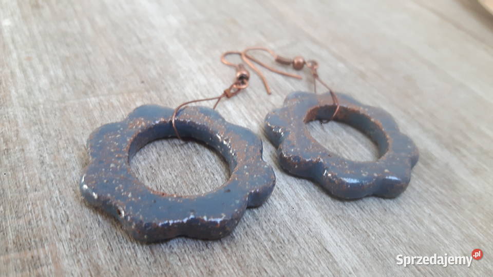 Kolczyki ceramiczne ręcznie wykonane z gliny Otwock