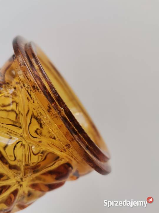 Stary duży wazon szkło miodowe HSG Hortensja Katowice