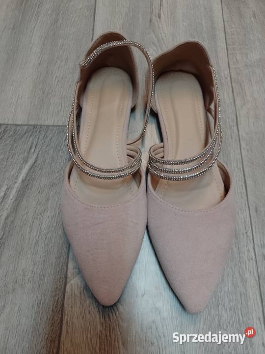 4243 Różowe pudrowe baleriny wieczorowe NOWE sprzedam