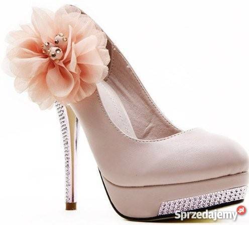 SZPILKI KWIATY 13 3543 BUTY ŚLUBNE IVORY Rybakówka