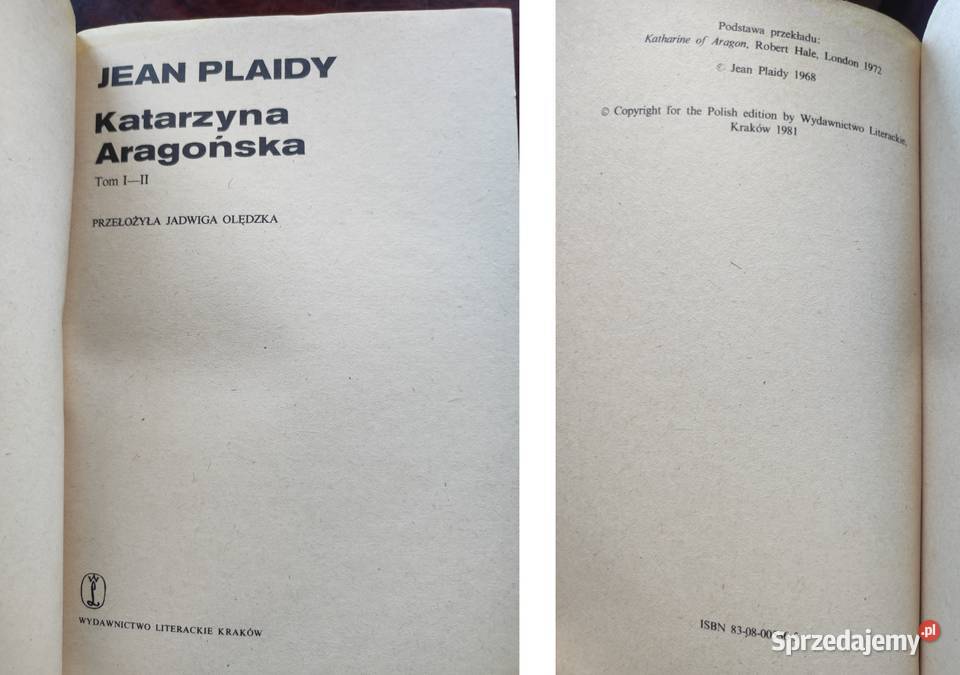 Plaidy Jean Katarzyna Aragońska 1981 Kielce