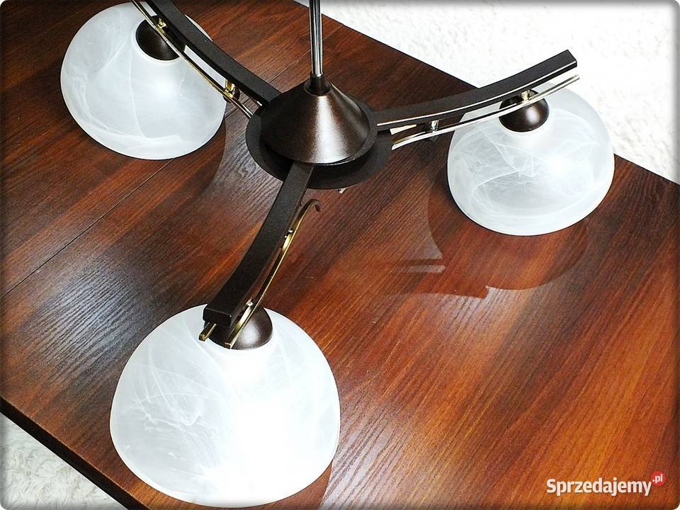 Lampa sufitowa 3ramienna ciemne drewno Salon Żary