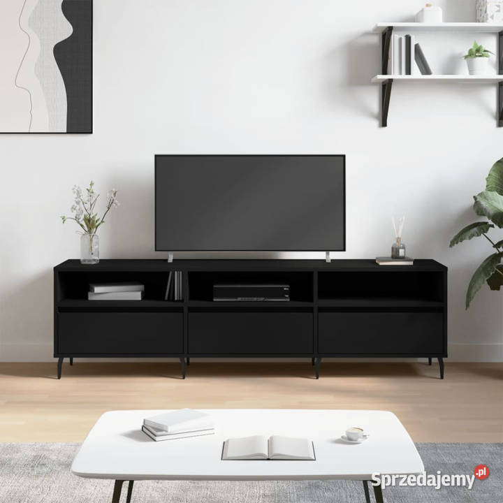 Szafka pod TV czarna 150x30x445 materiał Warszawa