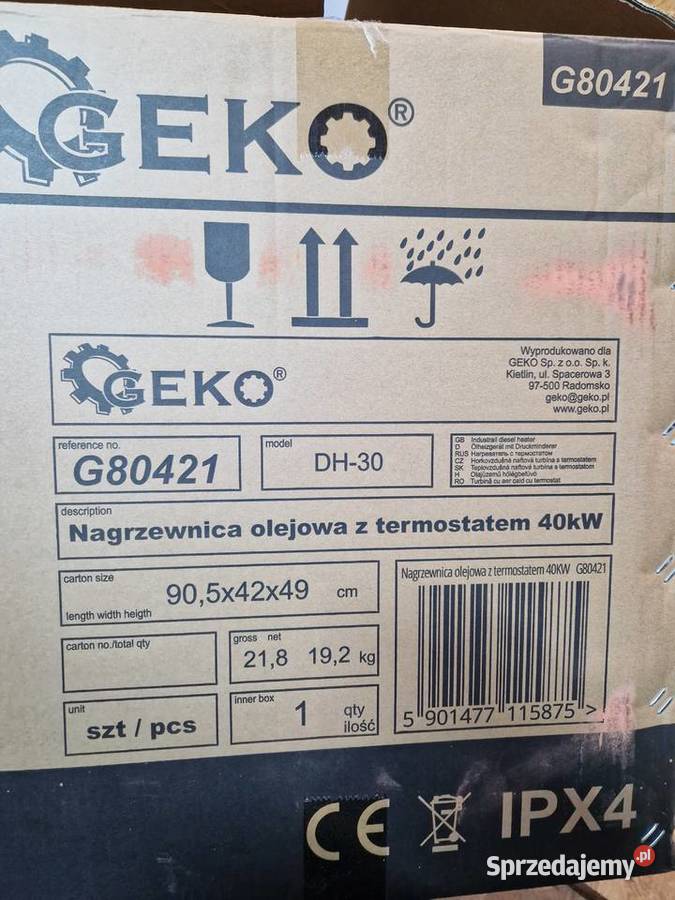 Nagrzewnica olejowa z termostatem 40KW Geko