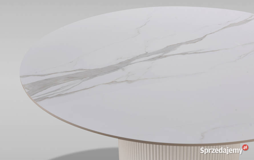 Stół okrągły ecru 120 ryflowany ze spiekiem Golkowice