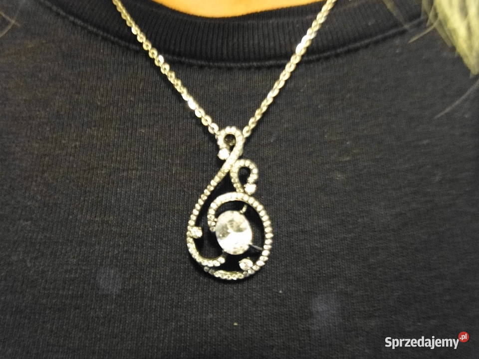 Ozdobny naszyjnik srebro oksydowane i cyrkonie Biżuteria Warszawa