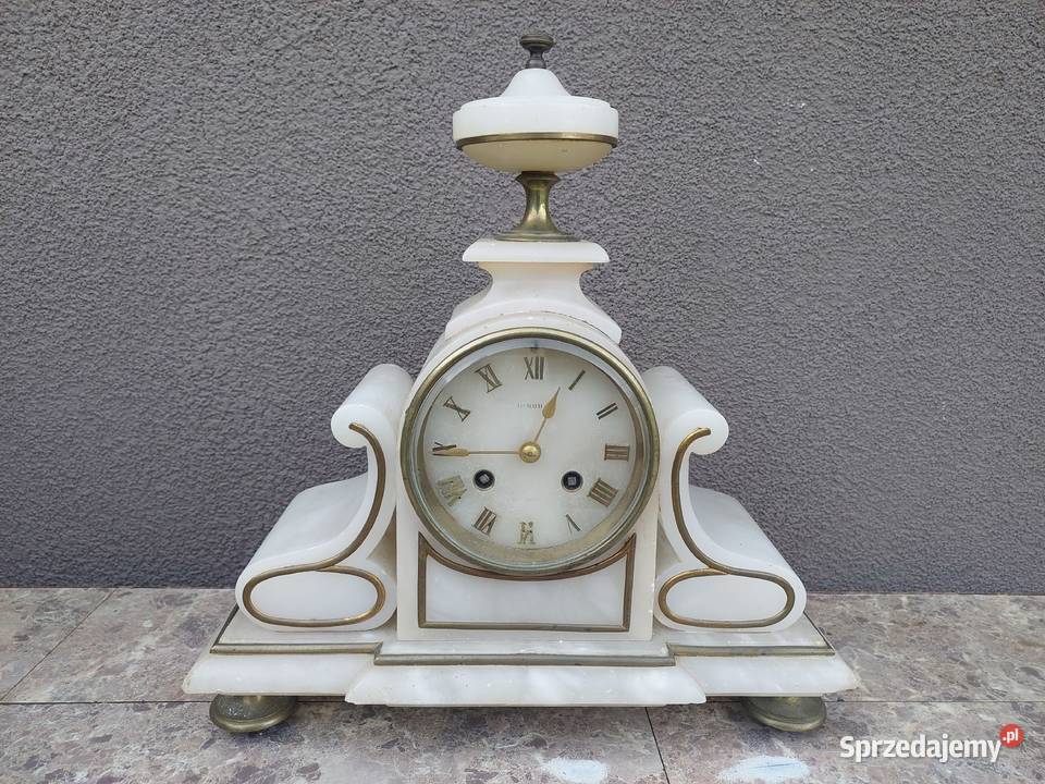Stary mały zegar kominkowy Japy XIXw alabaster Tczew sprzedam