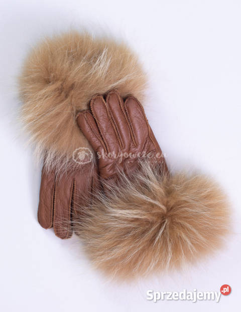 Rude rękawiczki damskie skórzane z futrzanym Szaflary