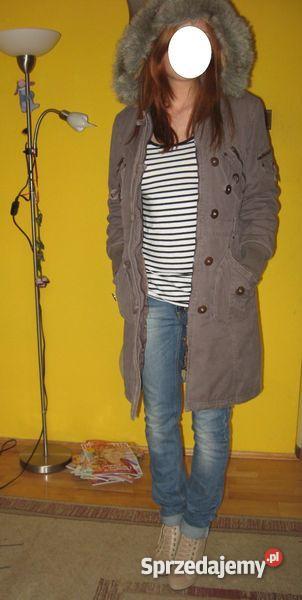 ZIMOWY PŁASZCZ KURTKA szary/srebrny Jasło