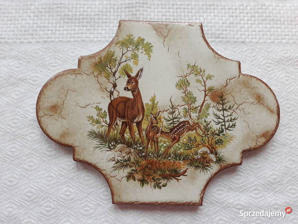 Plakietka kafel ceramiczna ozdoba sarenka sarny inny kolor pomorskie Gdańsk