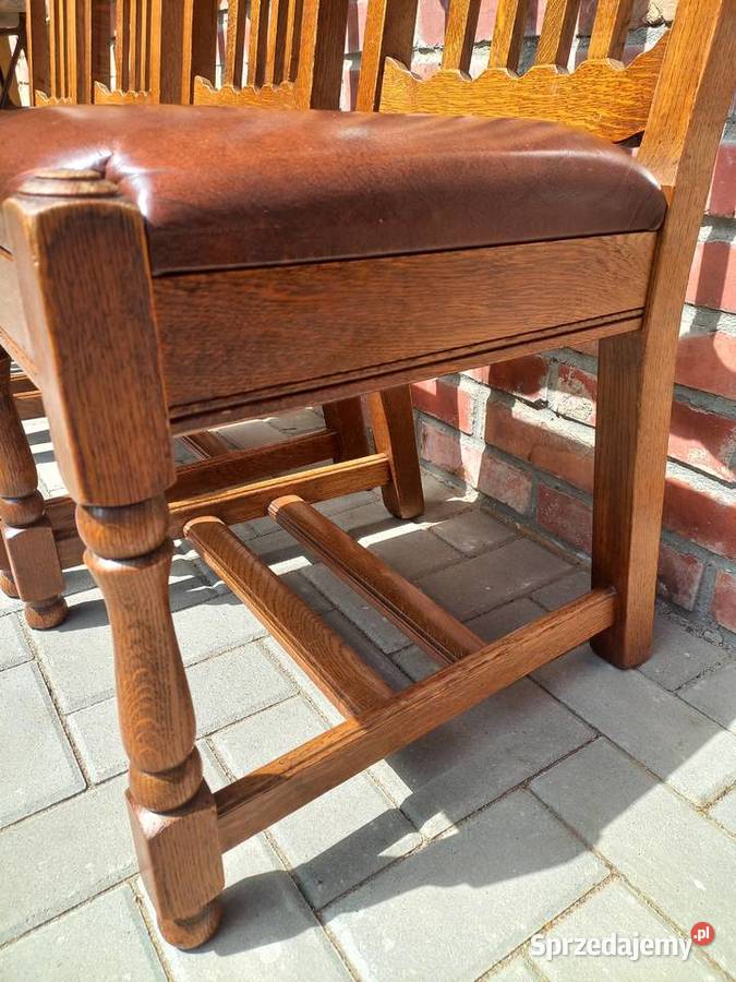 Krzesła dębowe drewniane ze skórzaną tapicerką 4 Gawroniec