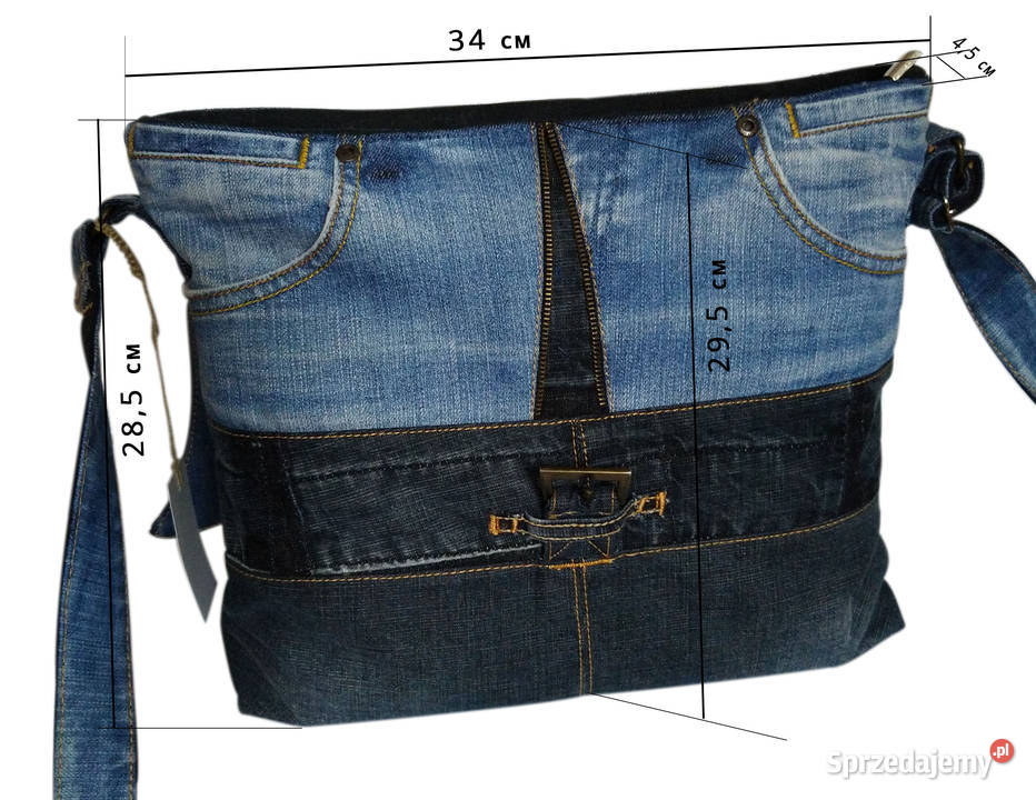 Torebka listonoszka jeans z fantazyjną klapką Galanteria i dodatki Kraków
