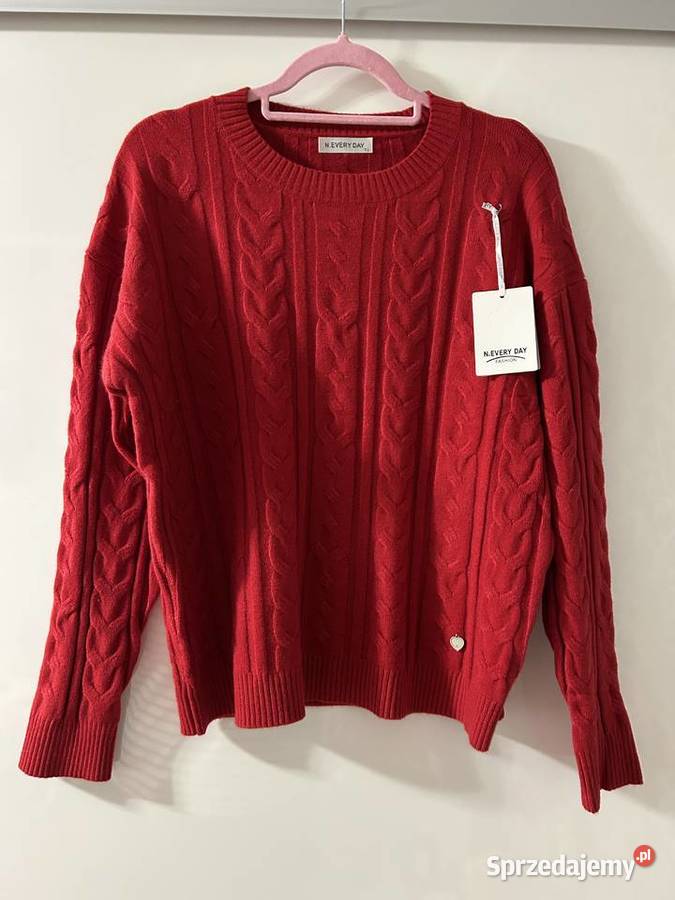 Śliczny czerwony sweter XXL Rozmiar 44(XXL) mazowieckie Warszawa