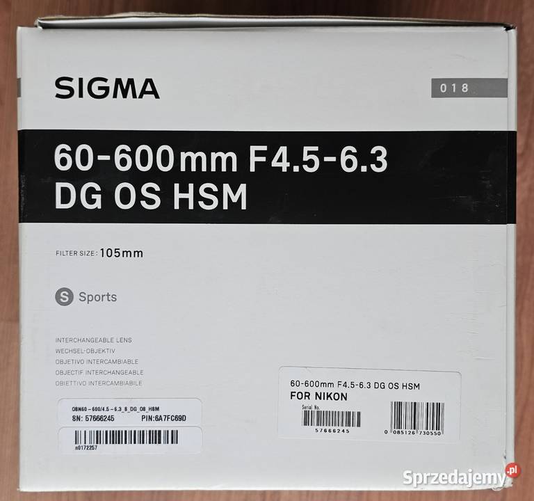 Obiektyw Sigma 60600 4563 DG OS HSM Katowice sprzedam