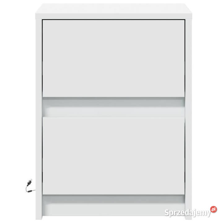 Szafka nocna z LED biała materiał drewnopochodny