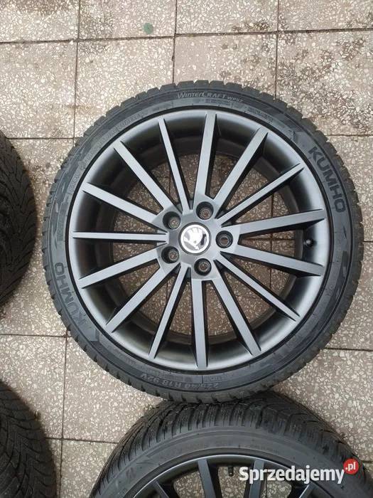Oryginalne felgi Skoda Turini 18 opony zimowe Bytów