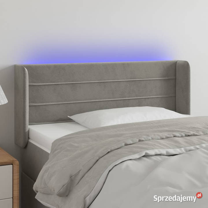 Zagłówek do łóżka z LED jasnoszary 93x16x7888 sprzedam