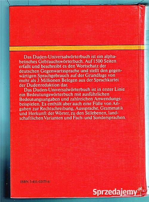 DUDEN Deutsches Universal Wrterbuch Rok wydania 1983 Książki naukowe i popularnonaukowe Książki naukowe i popularnonaukowe Chorzów