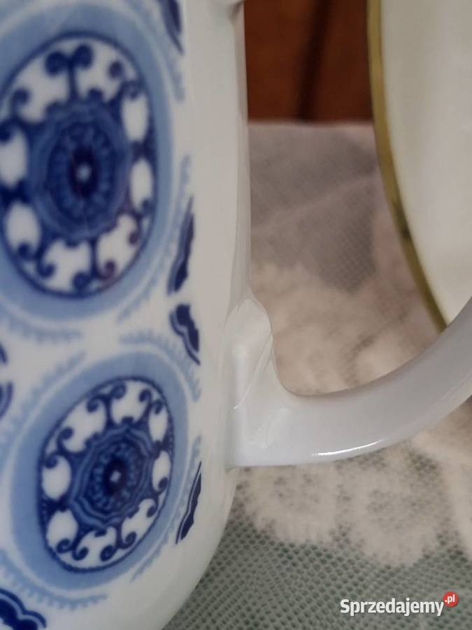Serwis kawowy niebieski wzór Porcelana i szkło mazowieckie Jaktorów-Kolonia