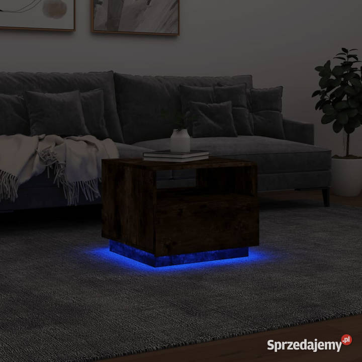 Stolik kawowy z LED przydymiony dąb 50x49x40