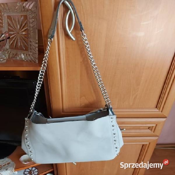 Szara Duża Torba Skórzana Na Ramę Na Zamek Drezdenko sprzedam