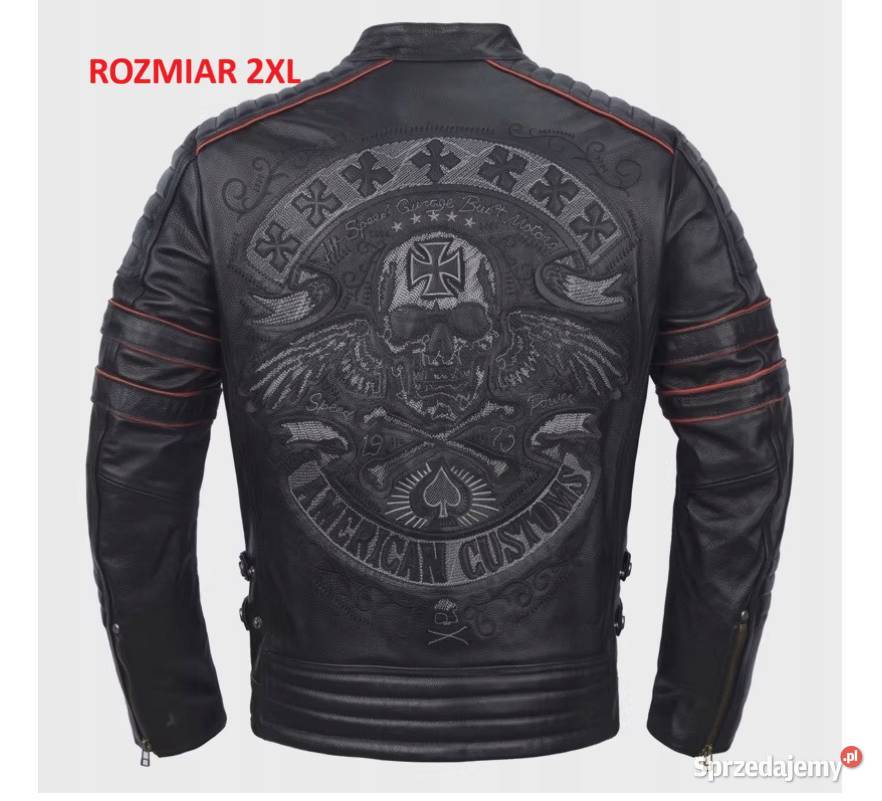 KURTKA MOTOCYKLOWA SKÓRZANA Z HAFTEM śląskie Sosnowiec