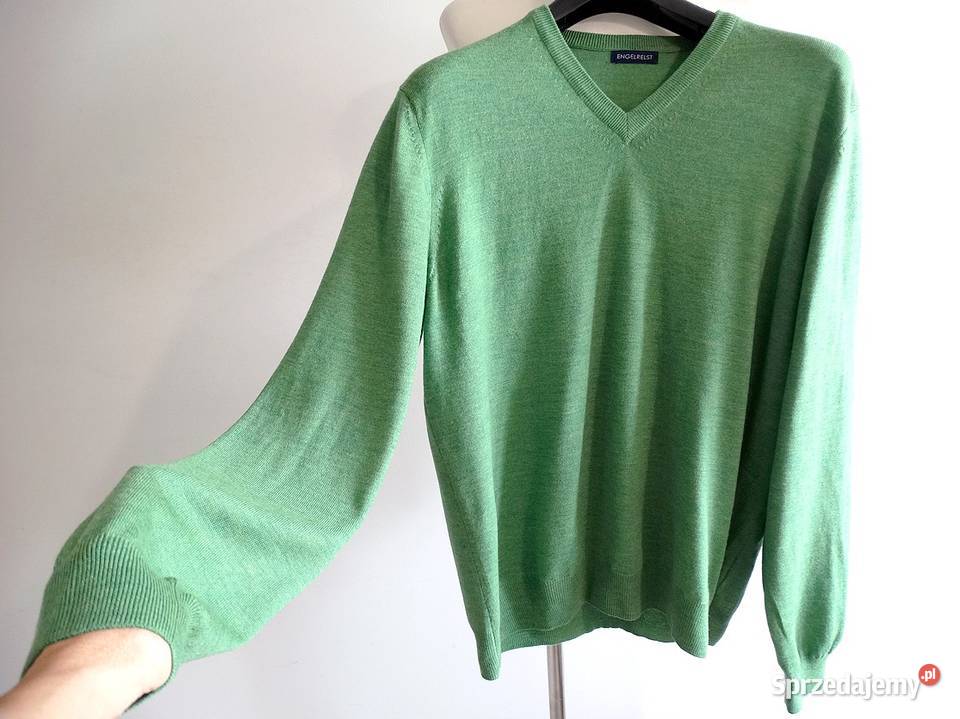 Sweter Męski Wełniany 100 Wełna Merino VNeck