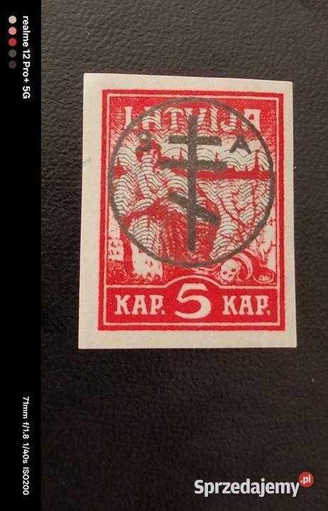 Zestaw 2 znaczków pocztowych Łotwa 1919 nadruk Ostrów Mazowiecka sprzedam