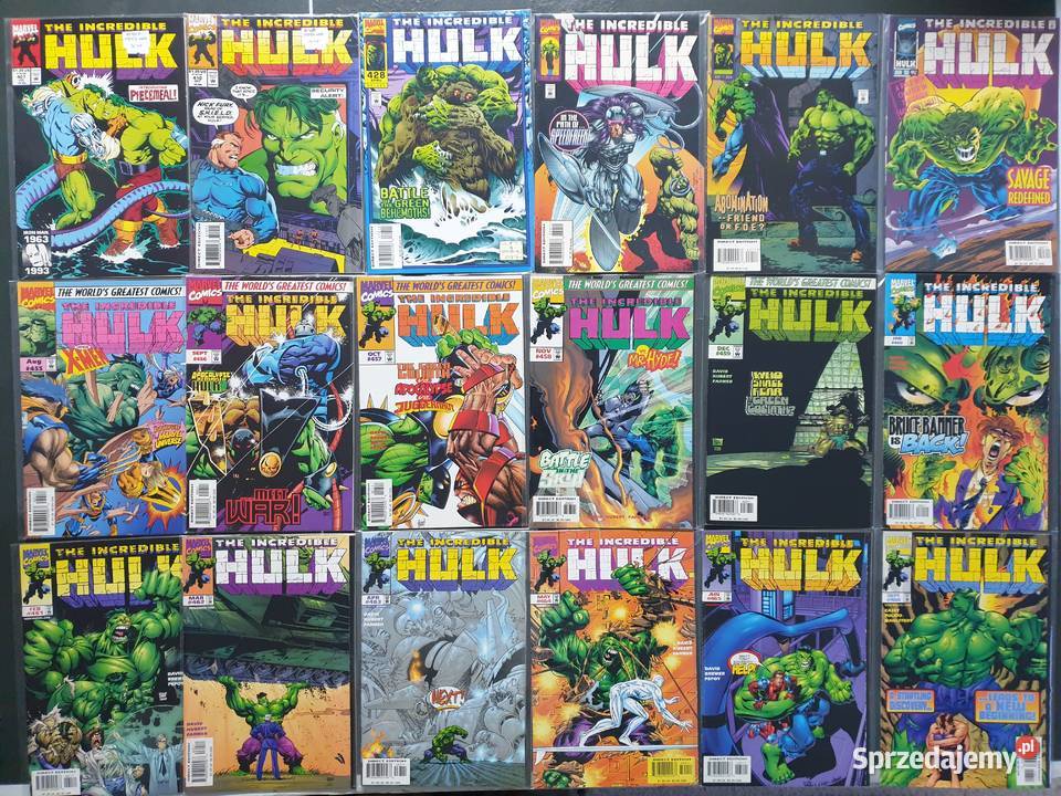 Hulk zestaw 103 oryginalnych komiksów Marvel USA Amerykańskie Gdynia