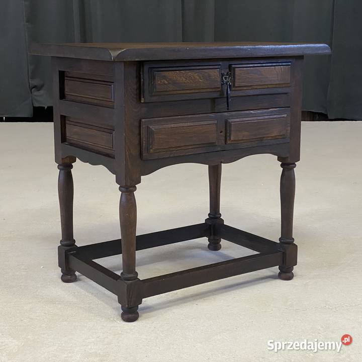 Stylowa debowa szafka komoda 2 szuflady Antyki, Sztuka, Kolekcje Budno