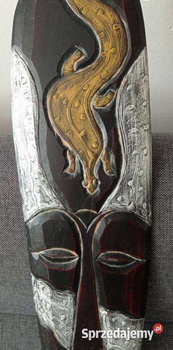 Duza drewniana afrykanska maska obraz Szczecin