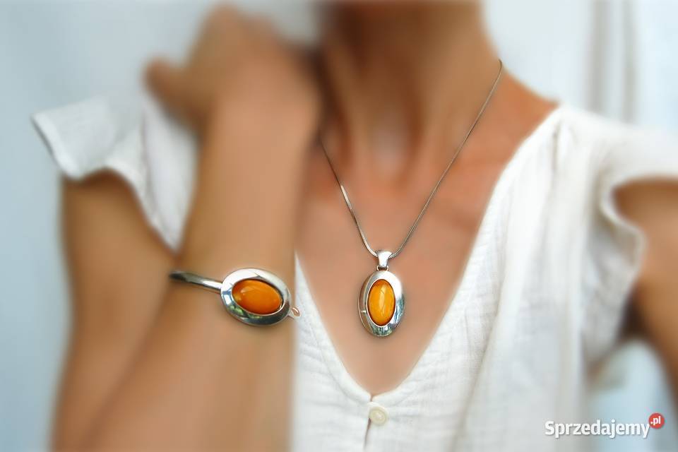 Wisior i bransoletka bursztyn bałtycki mleczny Lublin