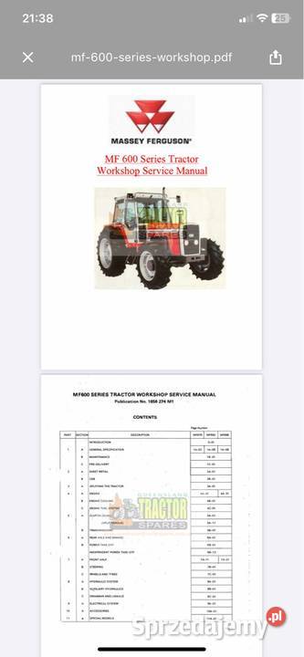 Instrukcja napraw katalog Massey Ferguson 675 Nidzica