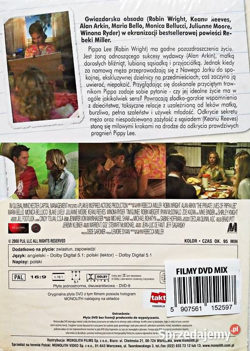PRYWATNE ŻYCIE PIPPY LEE ROBIN WRIGHT DVD Kalisz
