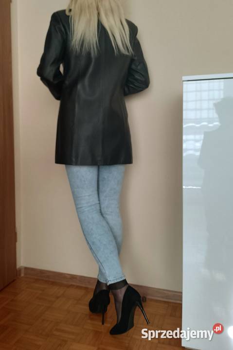 STYLOWA kurtka płaszczyk damski eko skóra czarny Kurtki i płaszcze Łapy